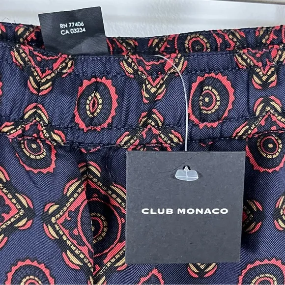 🆕 Club Monaco Pajama Lounge Pants 00 XS Printed Twill Pantalons Red Patt…