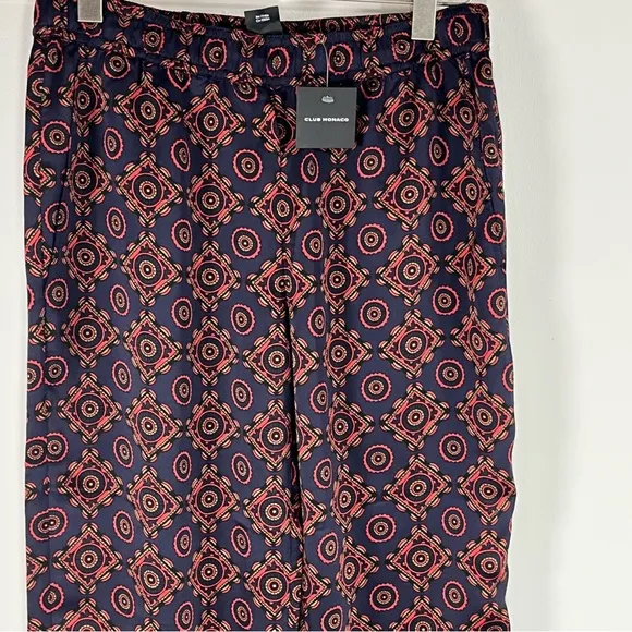 🆕 Club Monaco Pajama Lounge Pants 00 XS Printed Twill Pantalons Red Patt…