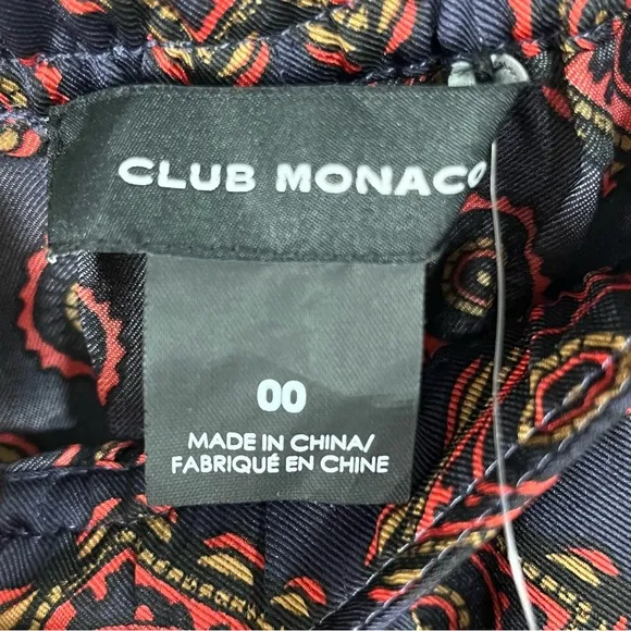 🆕 Club Monaco Pajama Lounge Pants 00 XS Printed Twill Pantalons Red Patt…