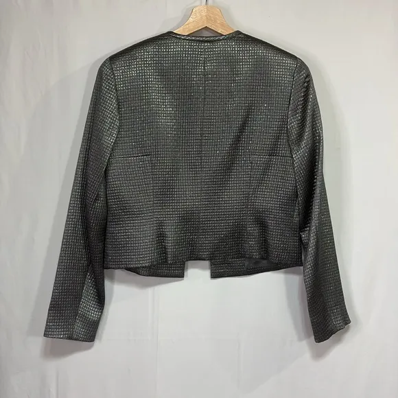 👂🏽 Worth grey metallic silk blend collarless short blazer