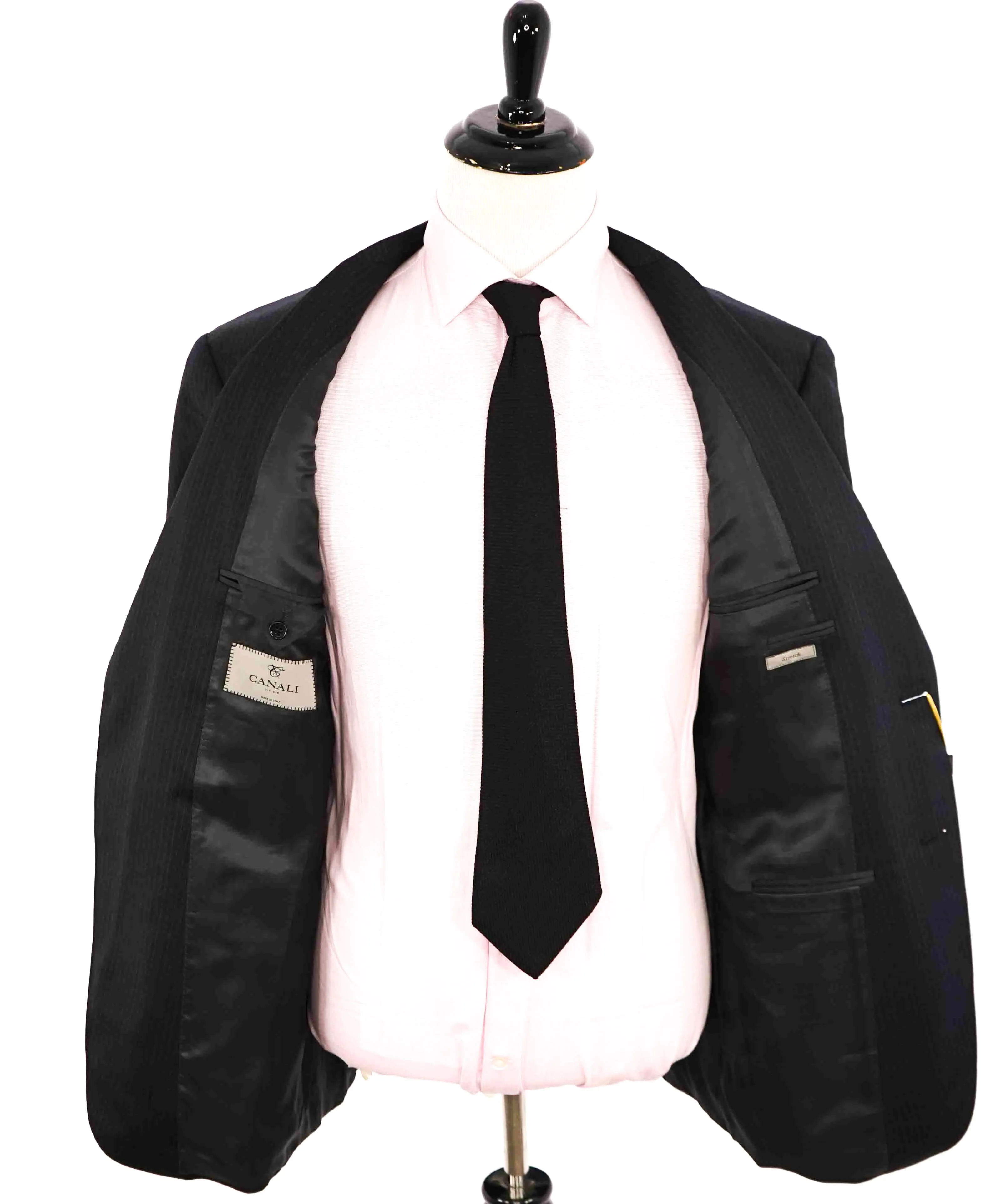 $1,895 CANALI - Gray Blue Stripe "Stretch" Double Vent Wool Blazer - 44L