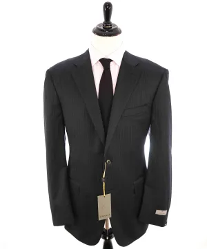 $1,895 CANALI - Gray Blue Stripe "Stretch" Double Vent Wool Blazer - 44L