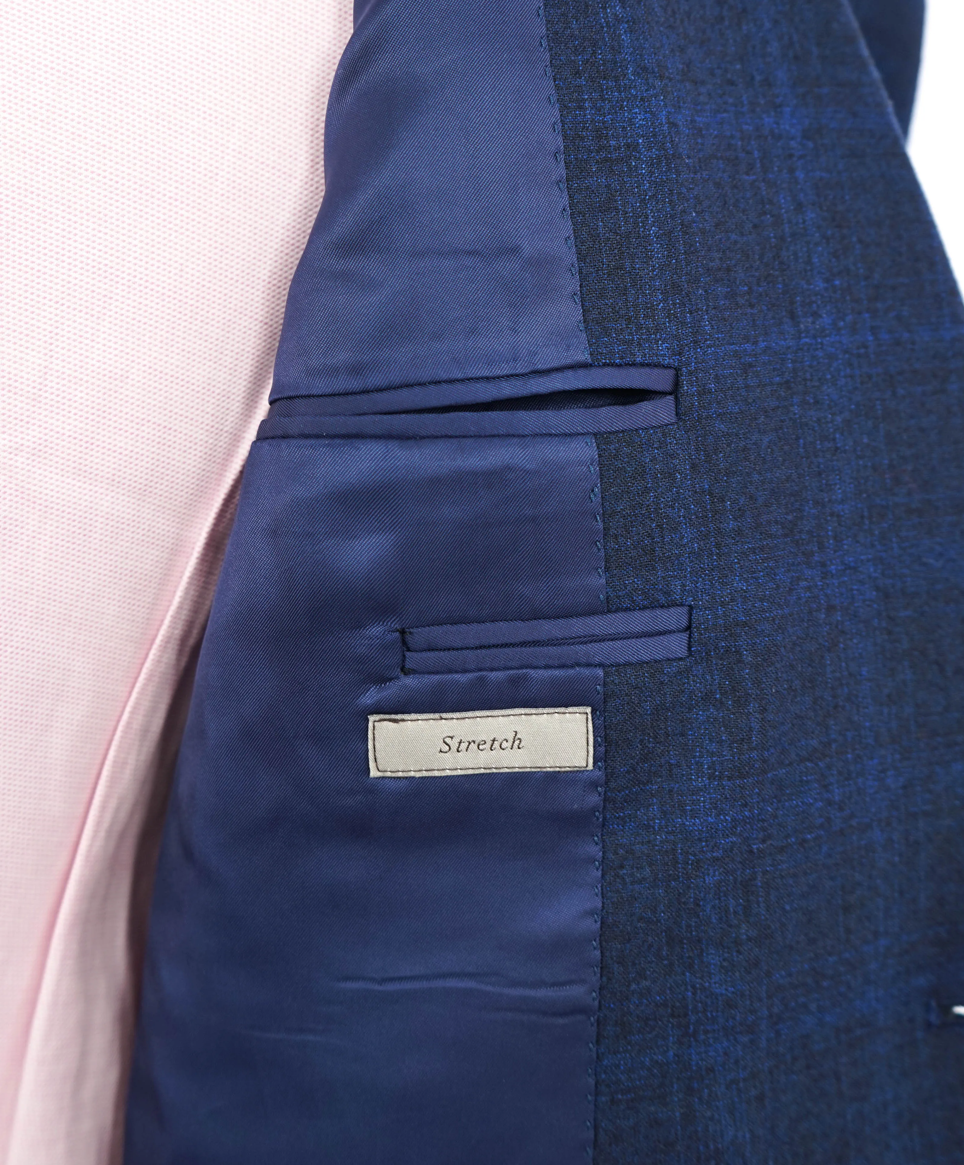 $1,895 CANALI - "STRETCH" Gray/Blue Abstract Check Blazer - 44R