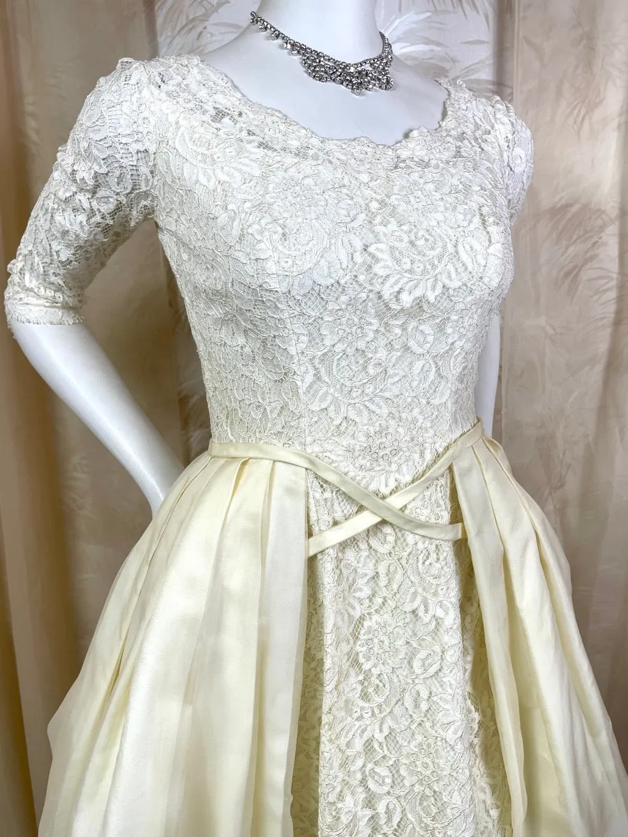 1950's Lace and Organza Pannier Wedding Dress