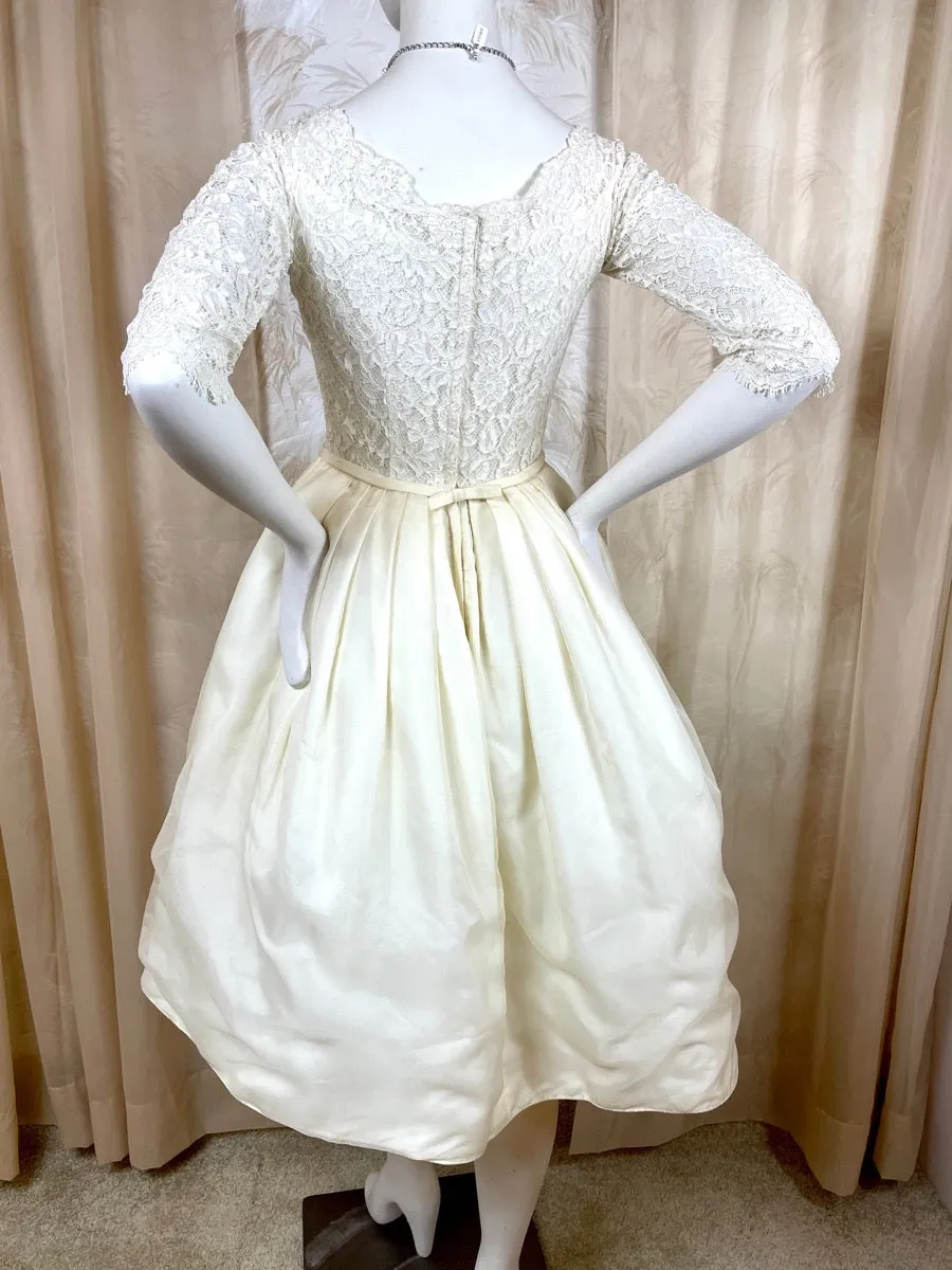 1950's Lace and Organza Pannier Wedding Dress
