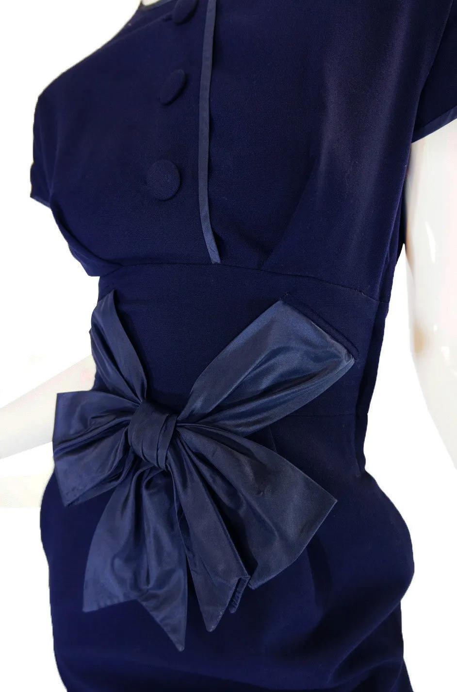 1950s Rare Hardies Amies Navy Bow Suit