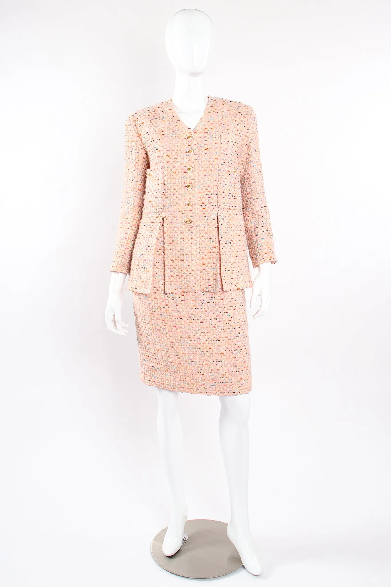 1994 S/S Bouclé Tweed Vent Jacket & Skirt Set