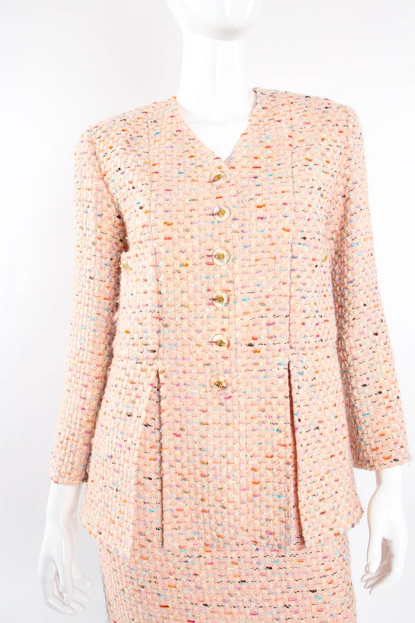1994 S/S Bouclé Tweed Vent Jacket & Skirt Set