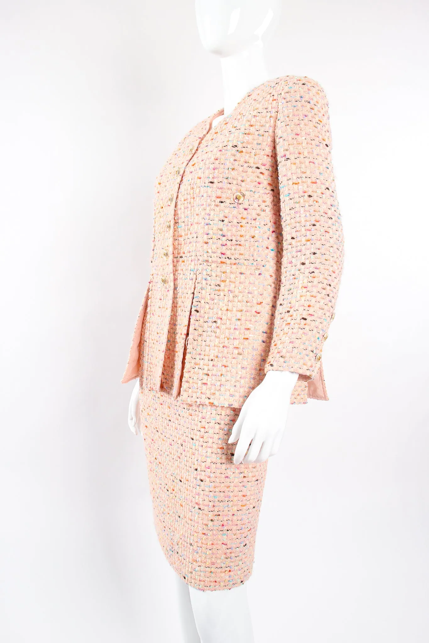 1994 S/S Bouclé Tweed Vent Jacket & Skirt Set