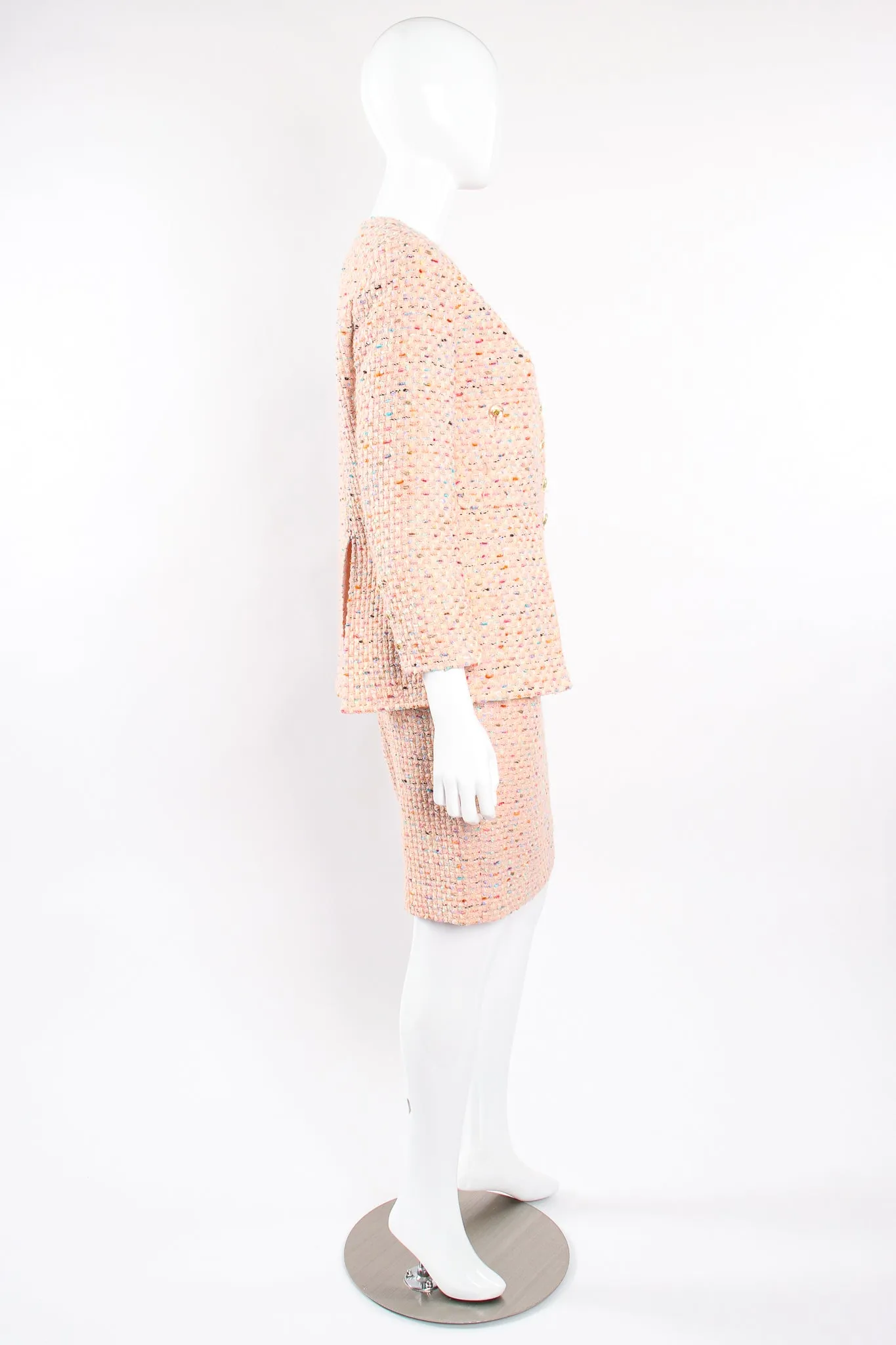 1994 S/S Bouclé Tweed Vent Jacket & Skirt Set