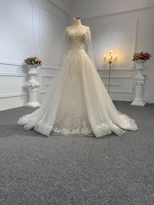 29801-BYG OFF-WHITE SIMPLE LACE A-LINE WEDDING DRESS