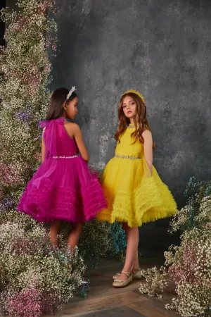 3238 Fluffy Yellow Flower Girl Dress
