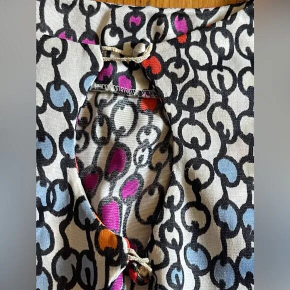 60s Vintage Nylon A Line Mini Dress with Funky Pattern