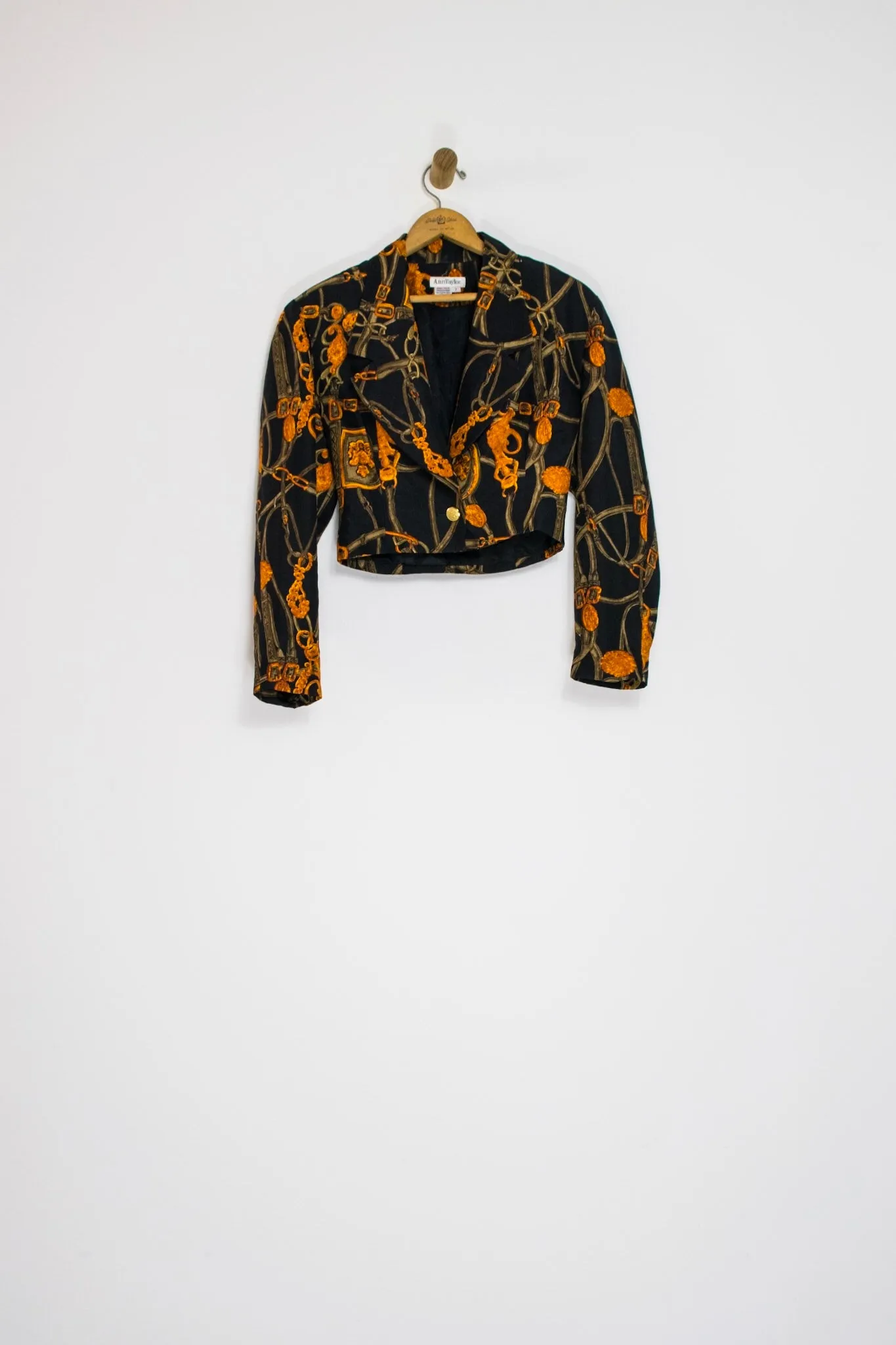 80’s SILK SCARF PRINT CROPPED BLAZER / SMALL