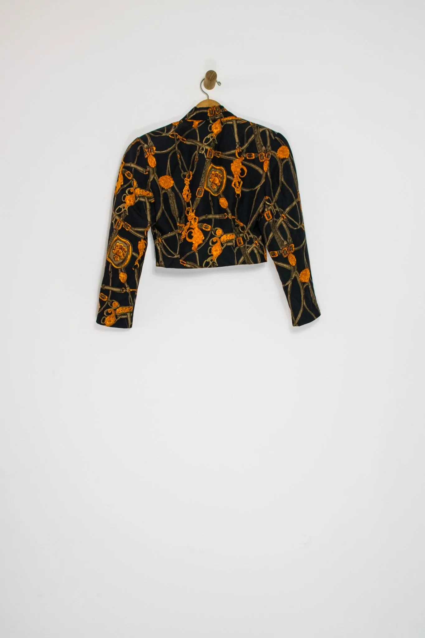 80’s SILK SCARF PRINT CROPPED BLAZER / SMALL