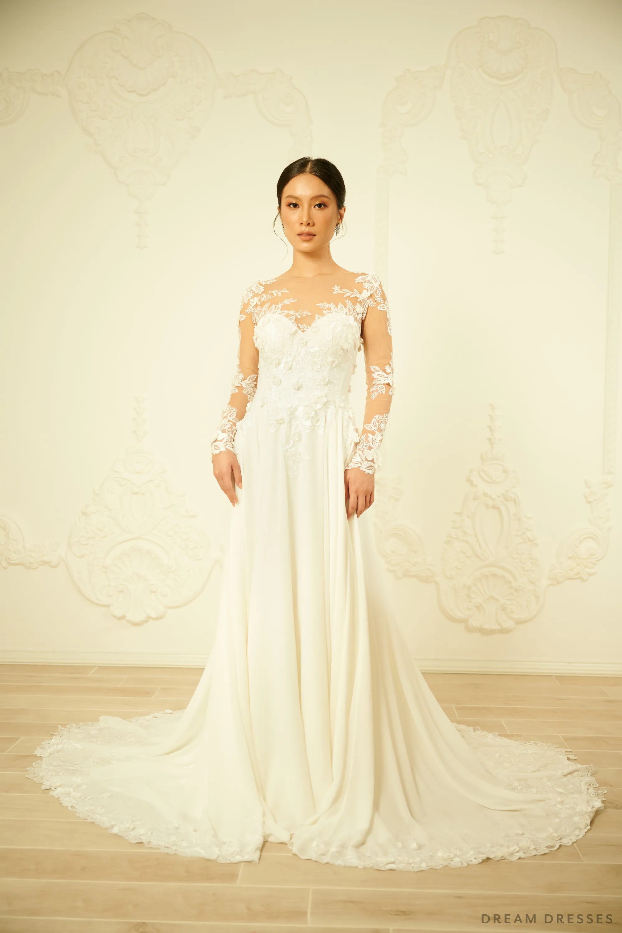 A-line Chiffon Wedding Dress (#CATERINA)