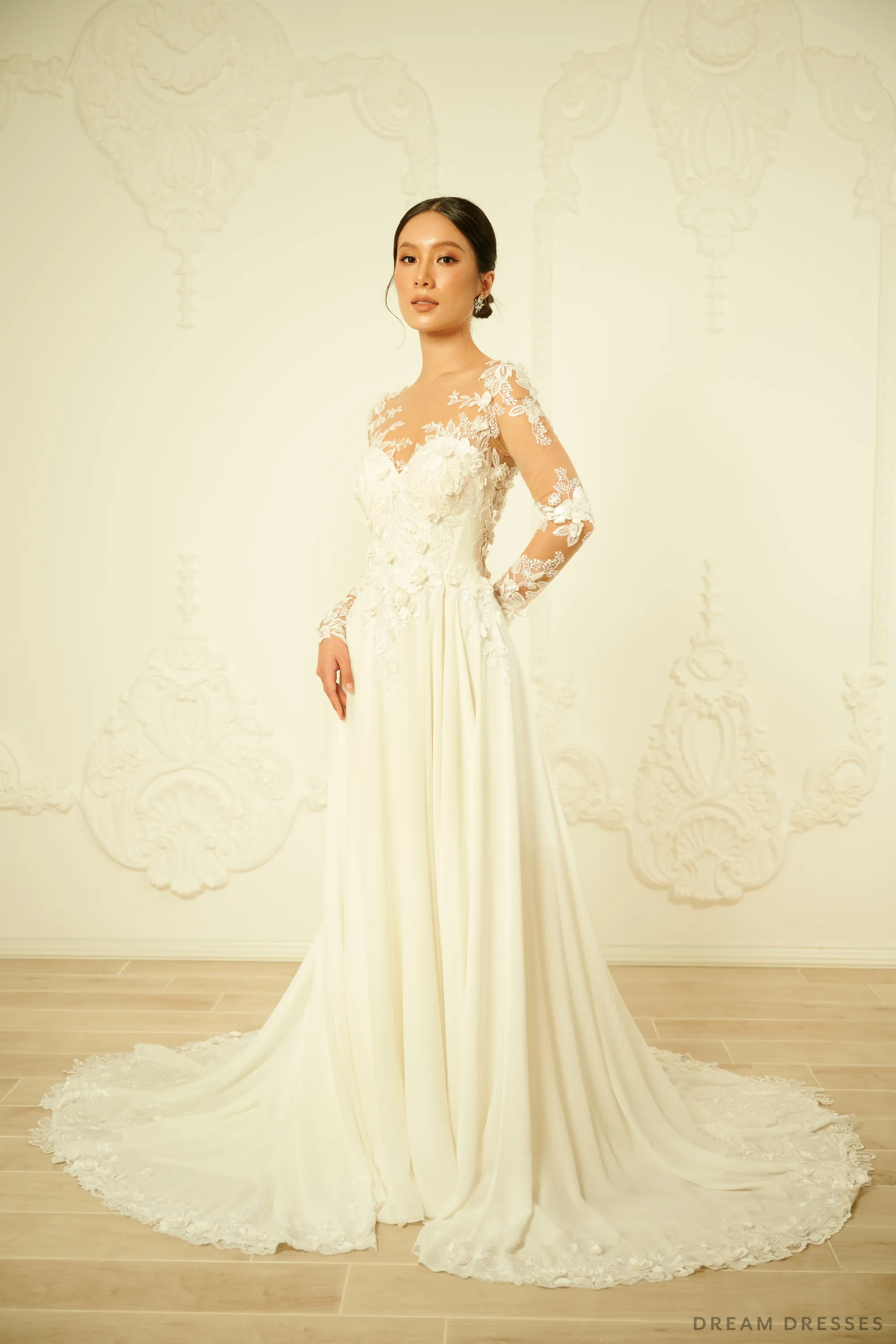 A-line Chiffon Wedding Dress (#CATERINA)