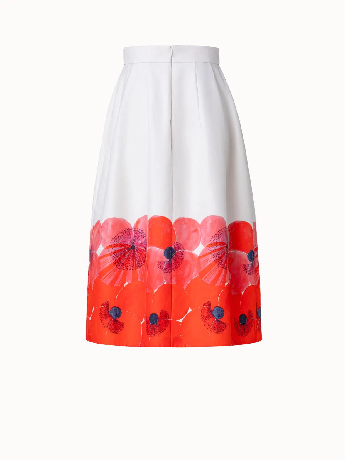 A-Line Double-Face Skirt with Poppy Print