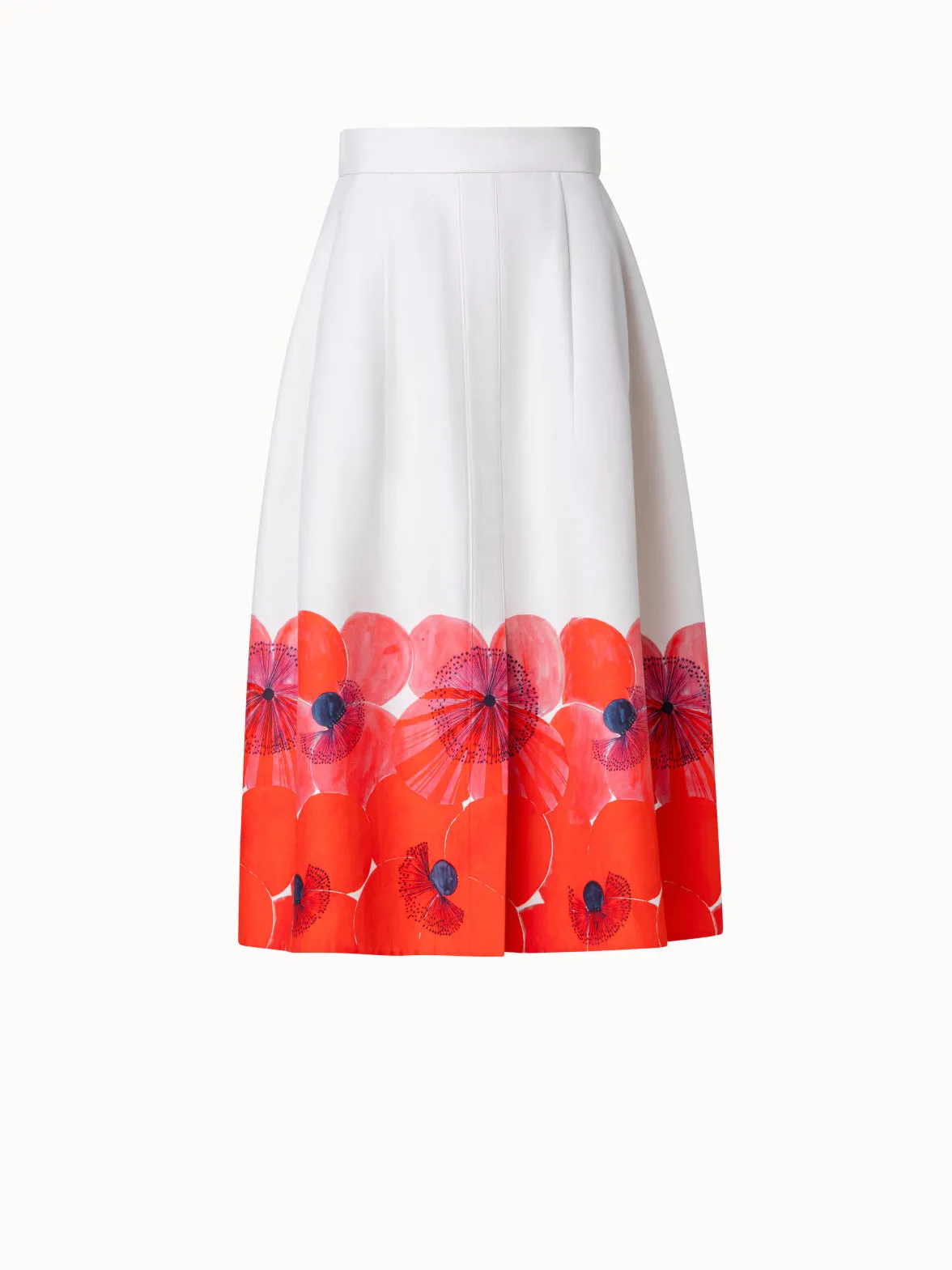 A-Line Double-Face Skirt with Poppy Print
