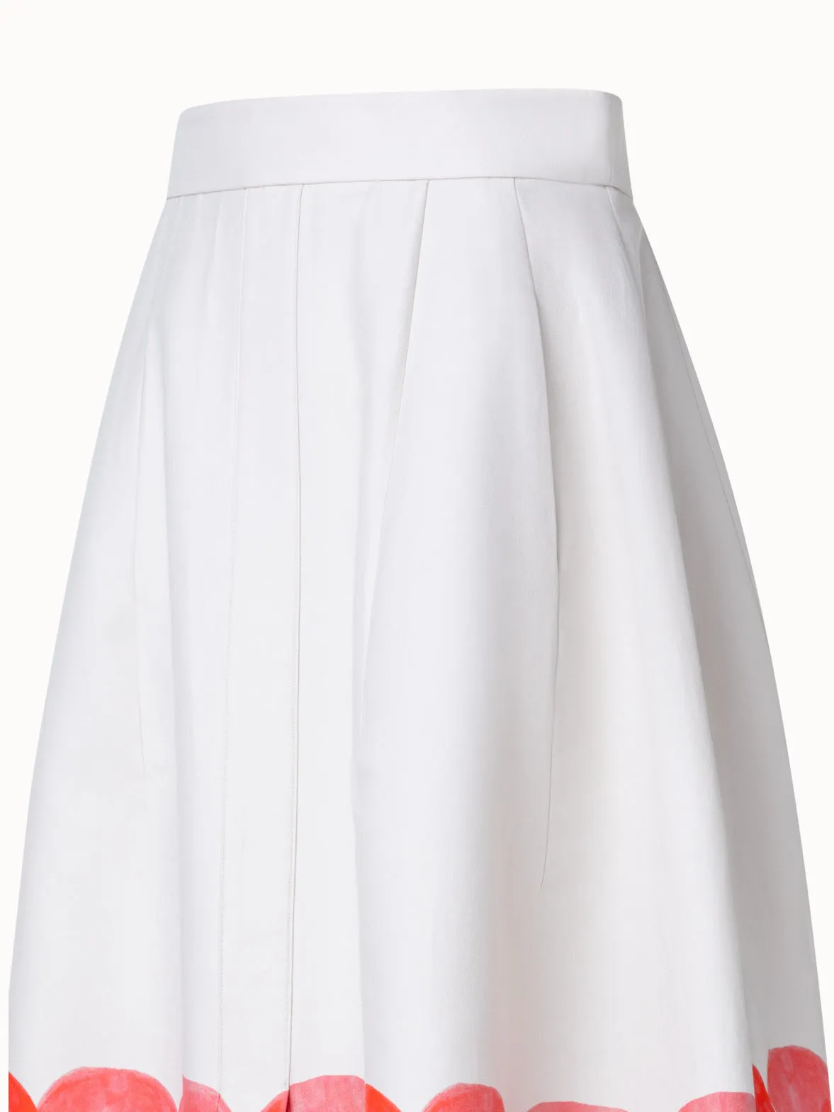 A-Line Double-Face Skirt with Poppy Print