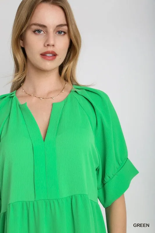 A-line green dress