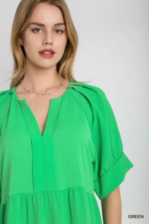 A-line green dress
