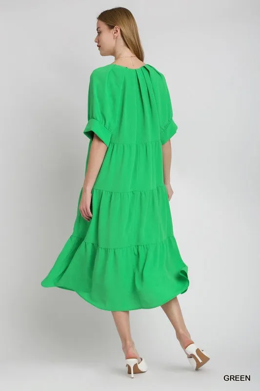 A-line green dress