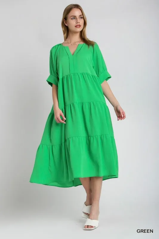 A-line green dress