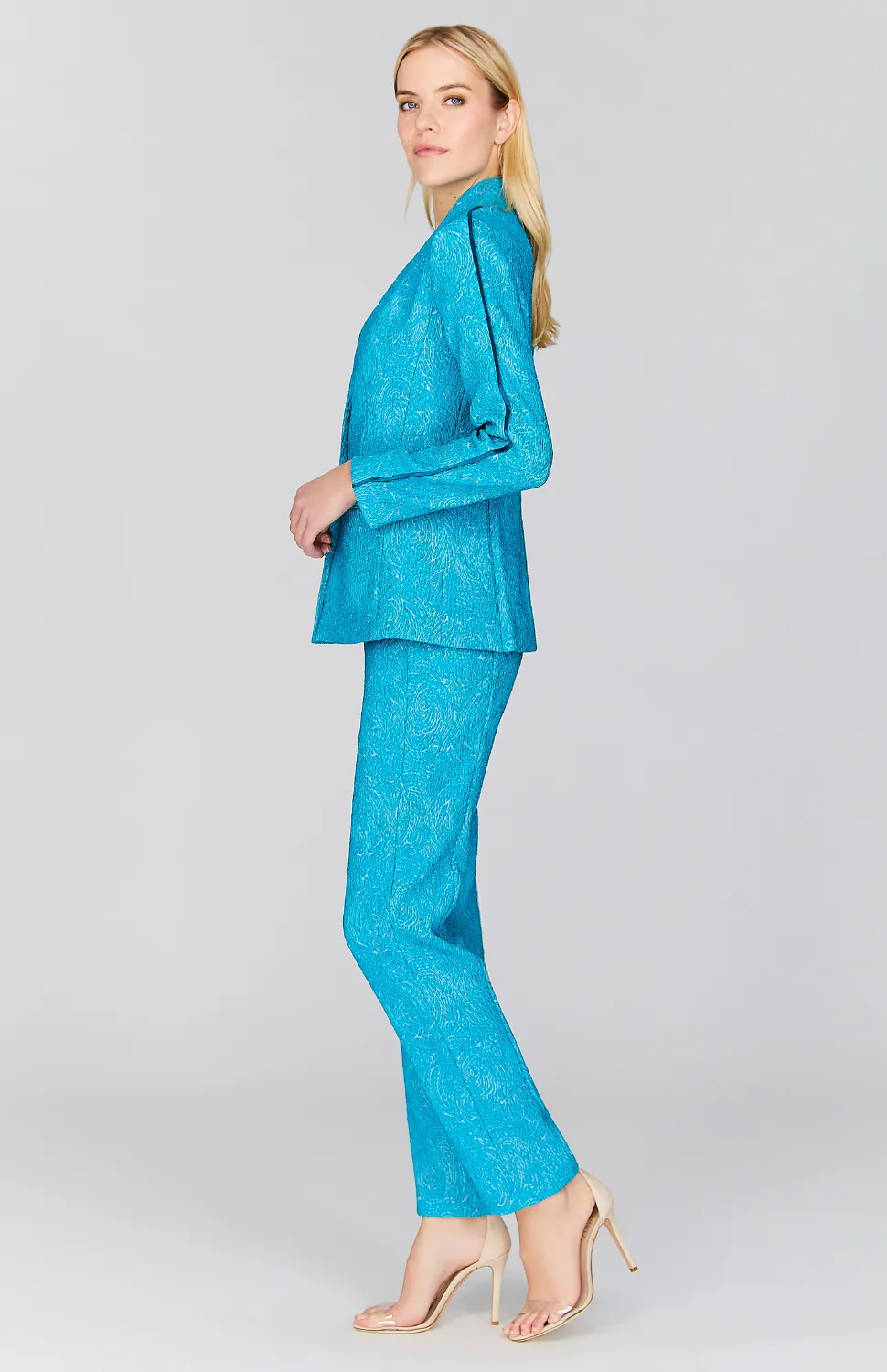 Abstract Rose Fitted Jacket w/Satin Bias