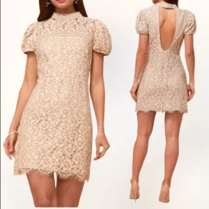 Adelyn Rae Kaia Sheath Dress Tan Lace Size Medium New