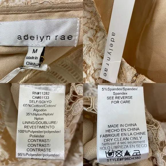 Adelyn Rae Kaia Sheath Dress Tan Lace Size Medium New
