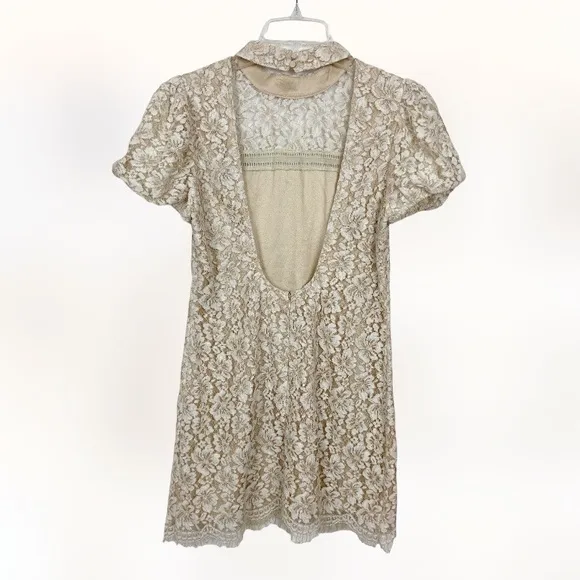 Adelyn Rae Kaia Sheath Dress Tan Lace Size Medium New