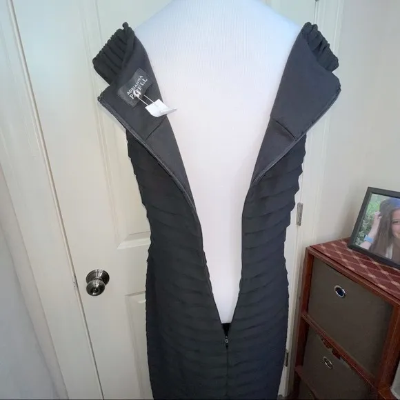 Adrianna Papell Black Dress Sheath Midi Stretch Dress Sz 12
