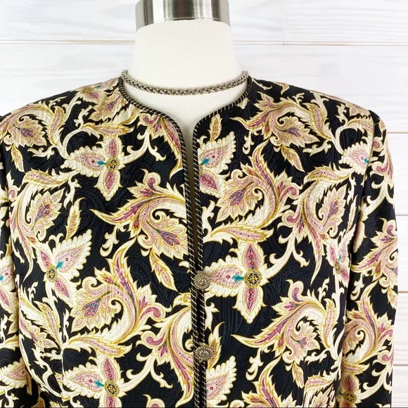 Adrianna Papell Silk Floral Jacket Blazer Size 8