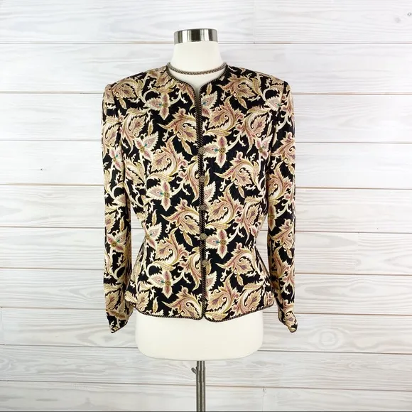 Adrianna Papell Silk Floral Jacket Blazer Size 8