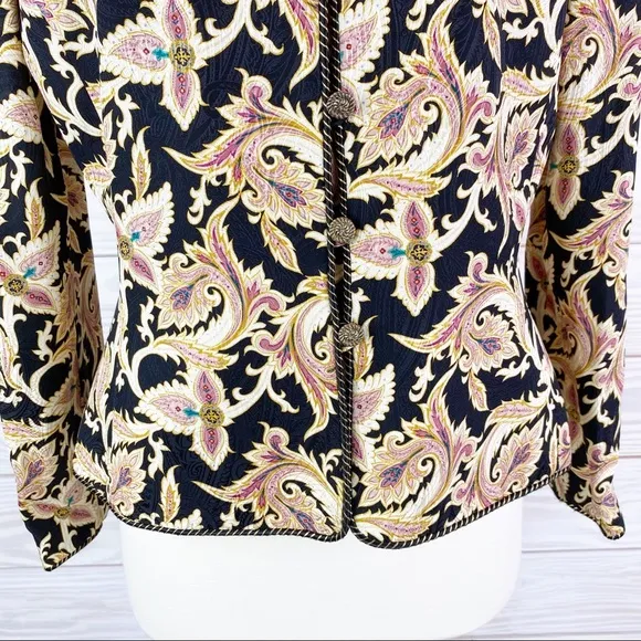 Adrianna Papell Silk Floral Jacket Blazer Size 8