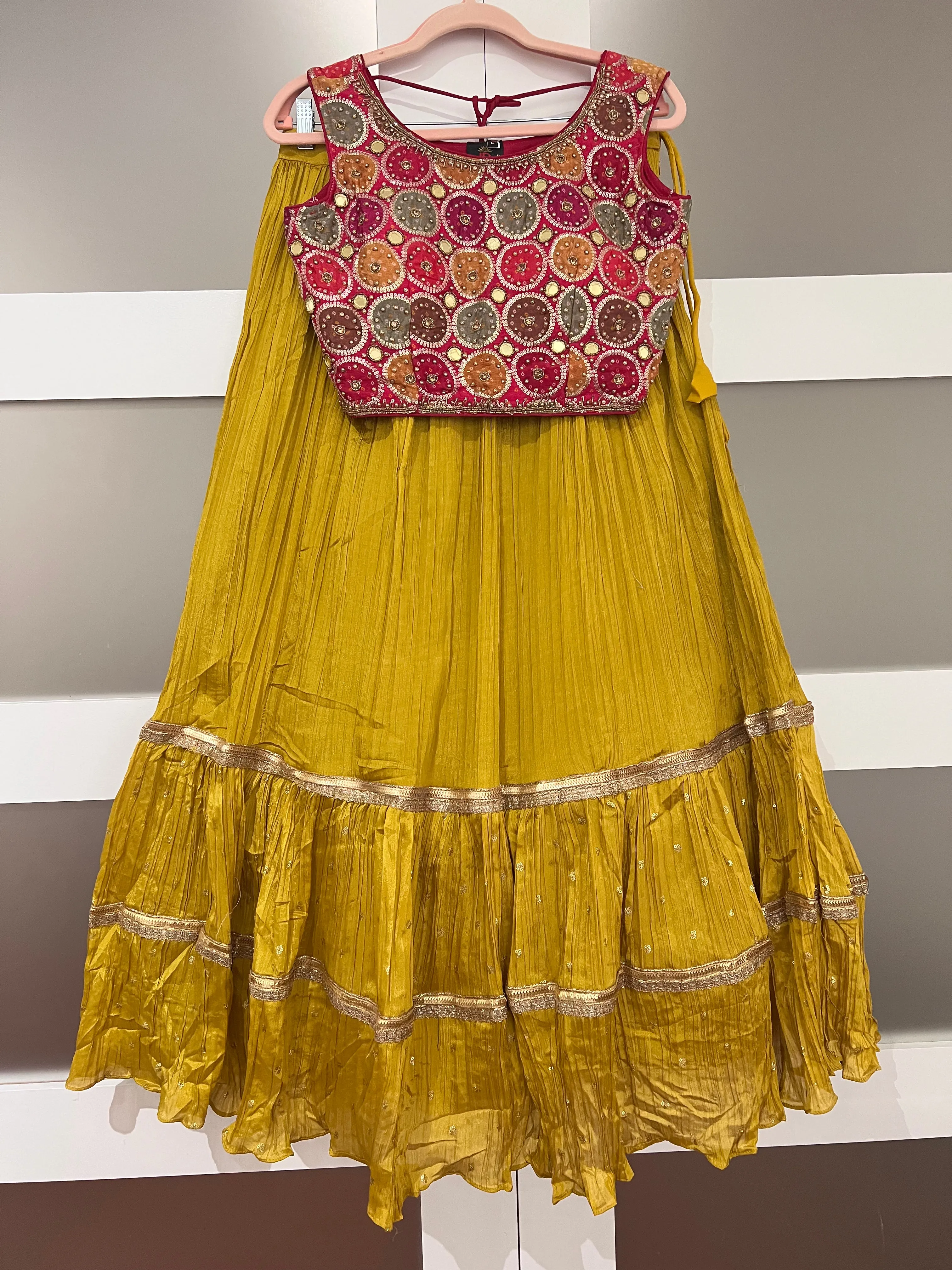 Adult L - Crush Silk Designer Lehanga Set