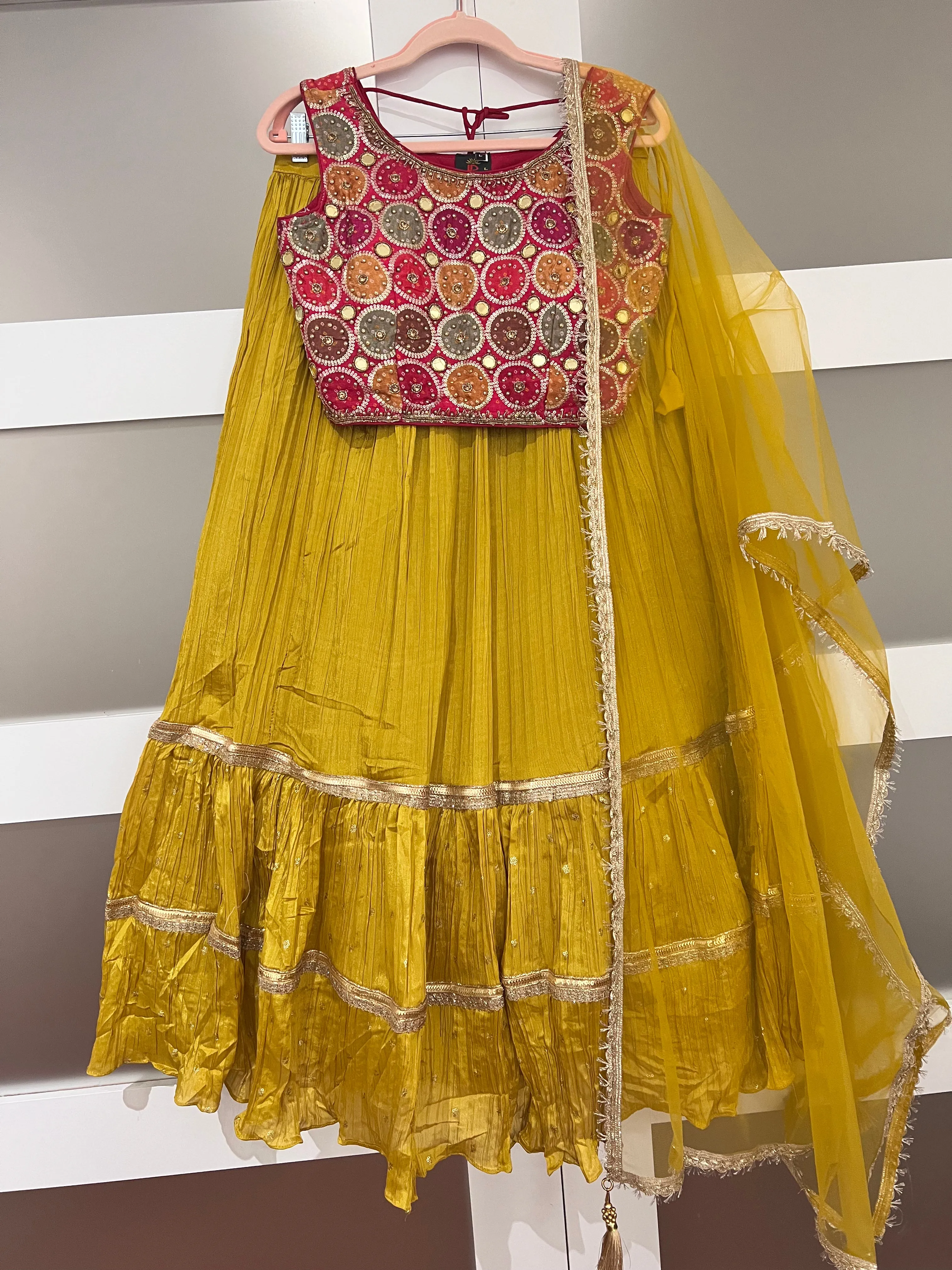 Adult L - Crush Silk Designer Lehanga Set