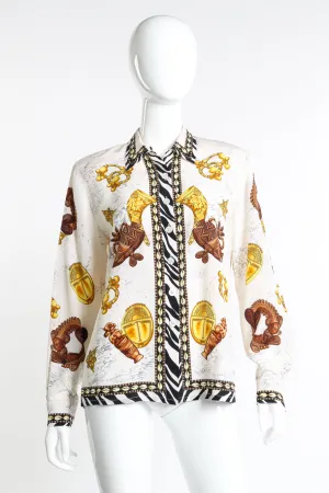 African Motif Silk Blouse