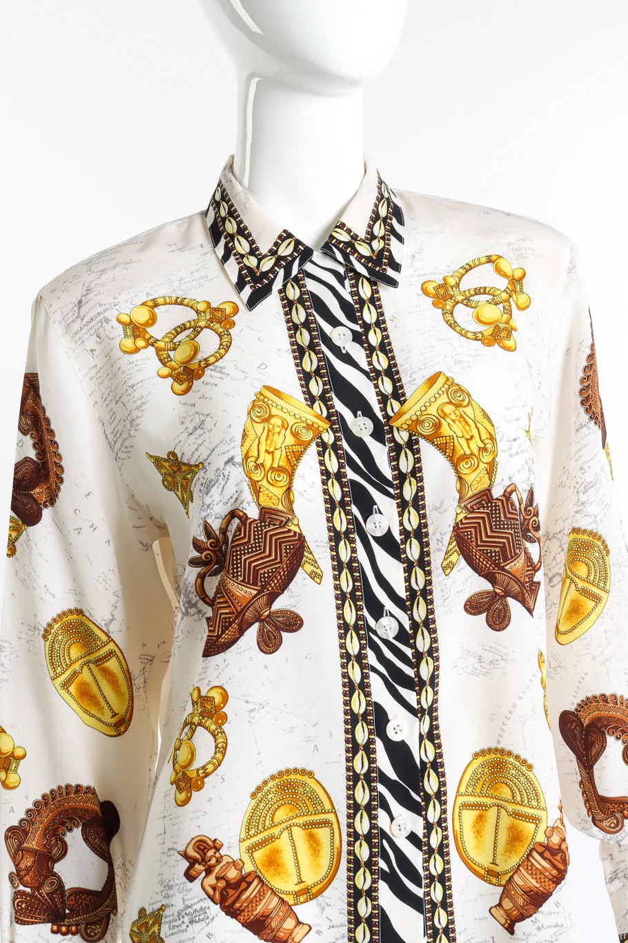 African Motif Silk Blouse