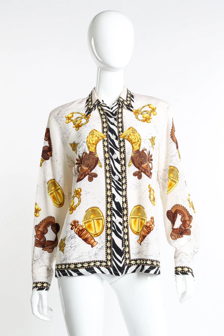 African Motif Silk Blouse