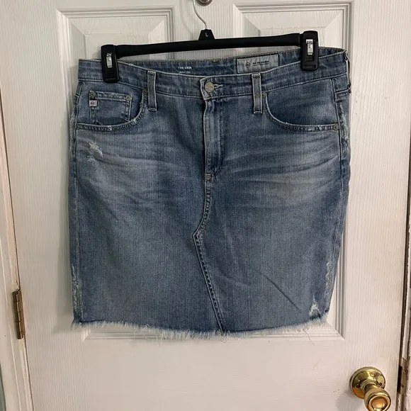 AG Adriano Goldschmeid Erin Denim Mini Pencil Skirt Size 32