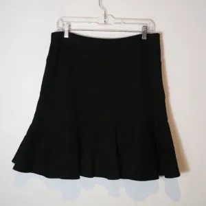 Akris Punto Tiered Flutter Mini Pencil Skirt Womens 10 Black Stretch Neutral
