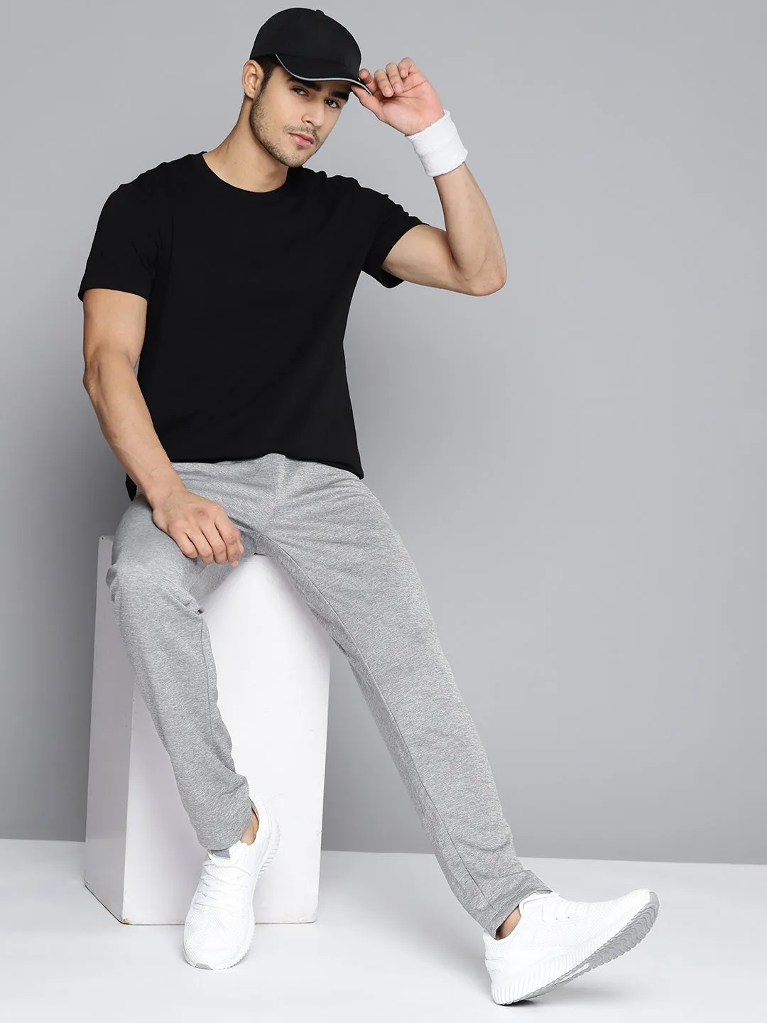 Alcis Men Grey Melange Solid Slim Fit Track Pants