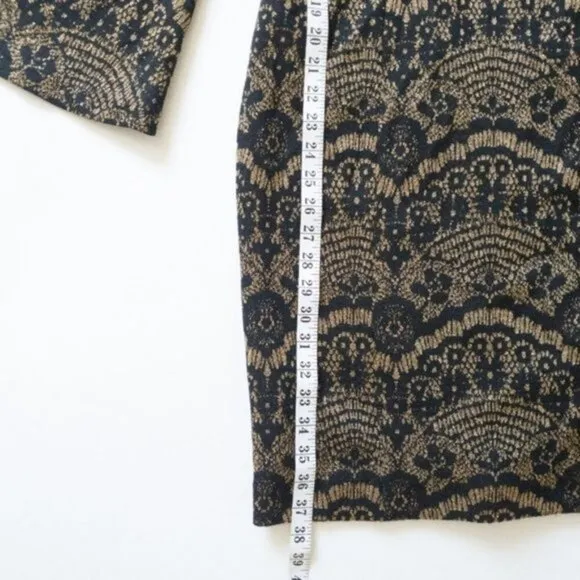 Alex Marie Sparkly Lace Jacquard Bell Sleeve Mock Neck Elegant Aly Dress