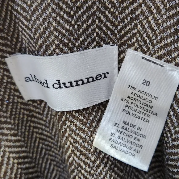 Alfred Dunner Coat Jacket Acrylic Blend Brown Herringbone Women's size 20