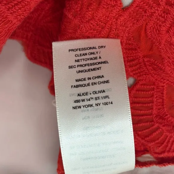 Alice   Olivia Size 2 Red Ferrel Lace Pencil Skirt Knee Length