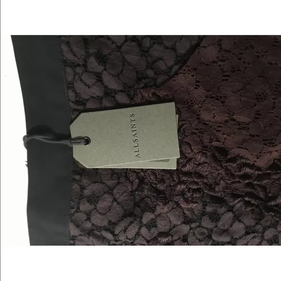 AllSaints Women’s Pencil Mini Skirt Lace Ifaneva Burgandy Red