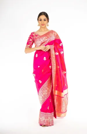 Amazing Pink Color Kadwa Weaving Handloom Saree