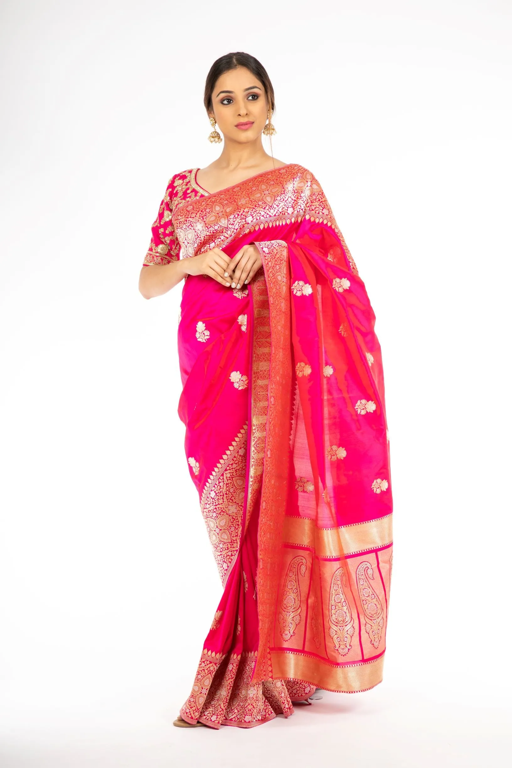 Amazing Pink Color Kadwa Weaving Handloom Saree